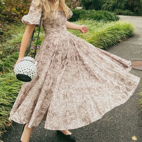 chocolate brown dress midi Cassis toile de Jouy dress main image 1